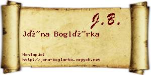 Jóna Boglárka névjegykártya